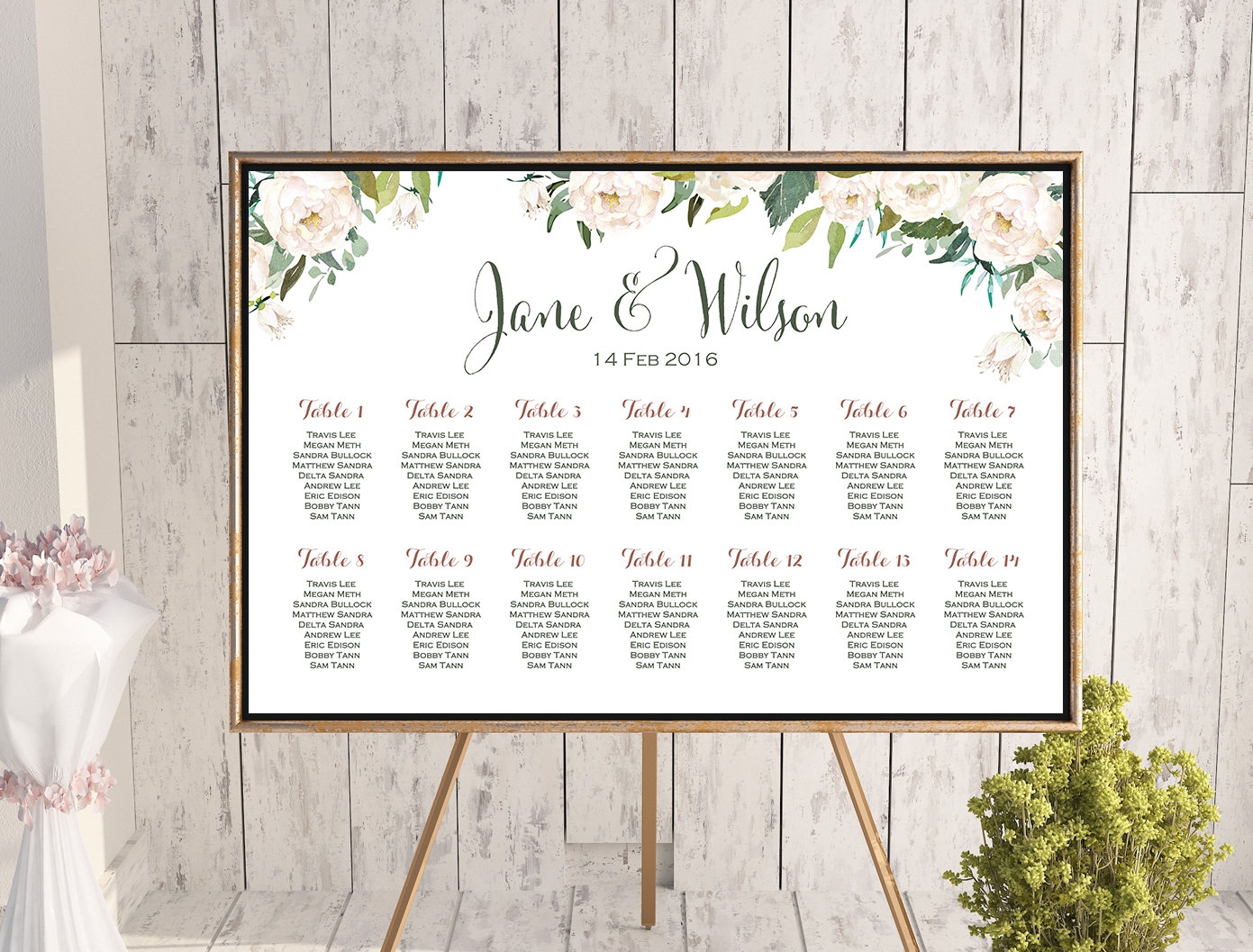 Printable Wedding Seating Chart