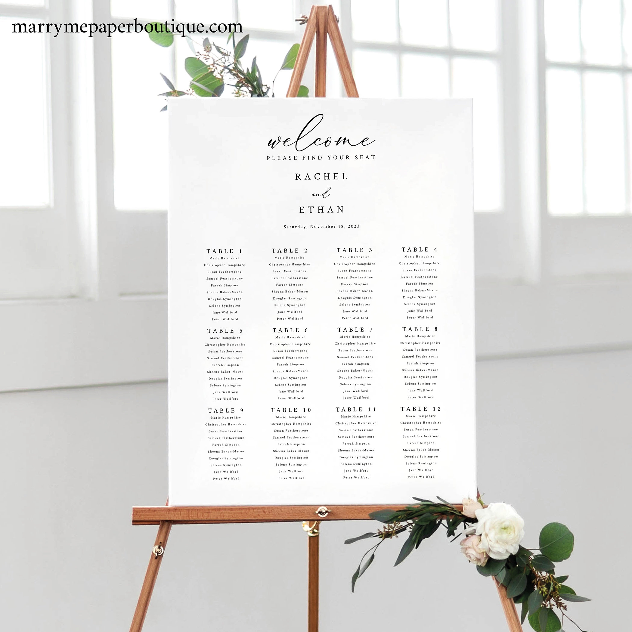 Printable Wedding Seating Chart Customize And Print
