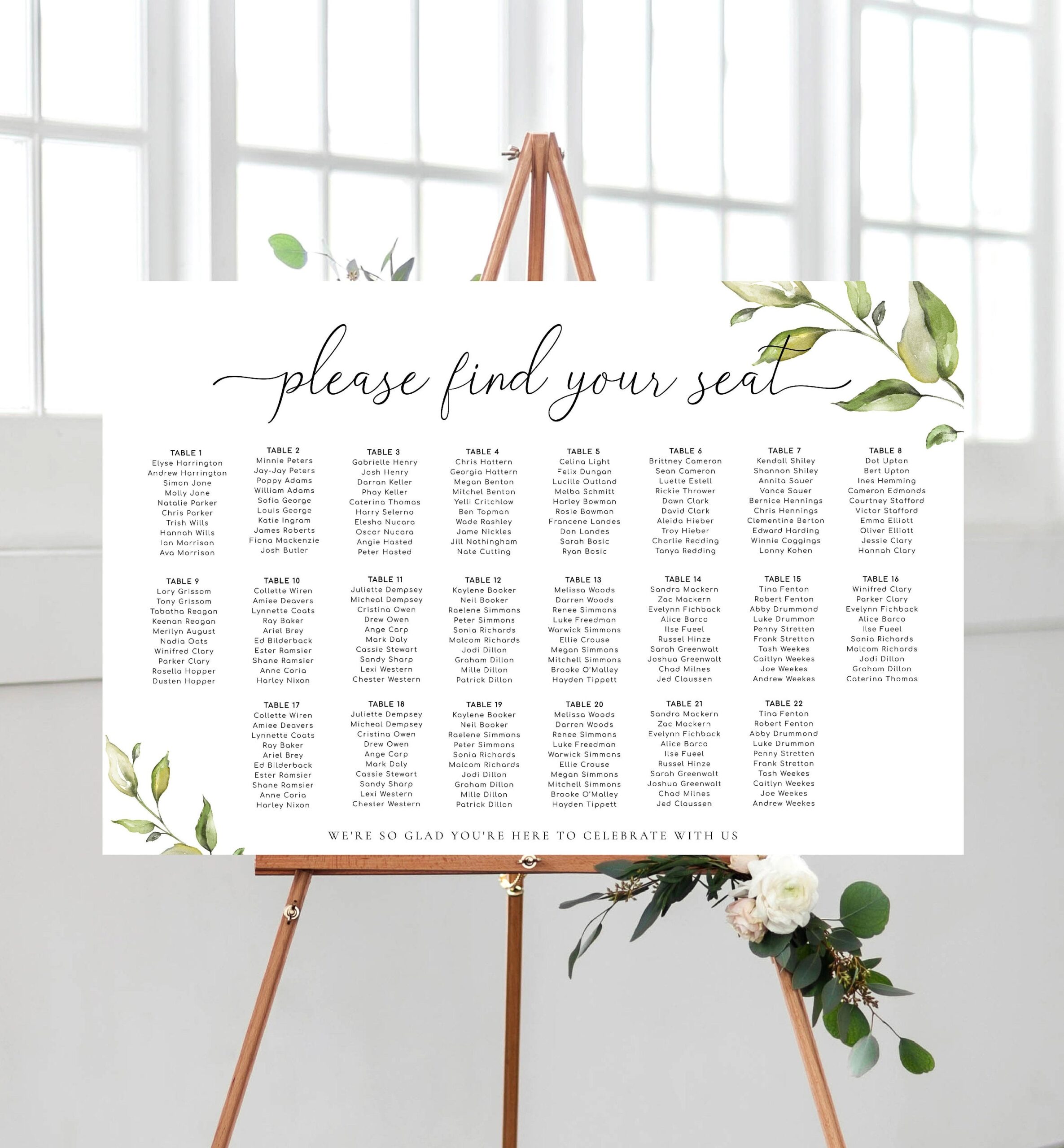 Printable Wedding Seating Chart Wedding Table Plan Editable 