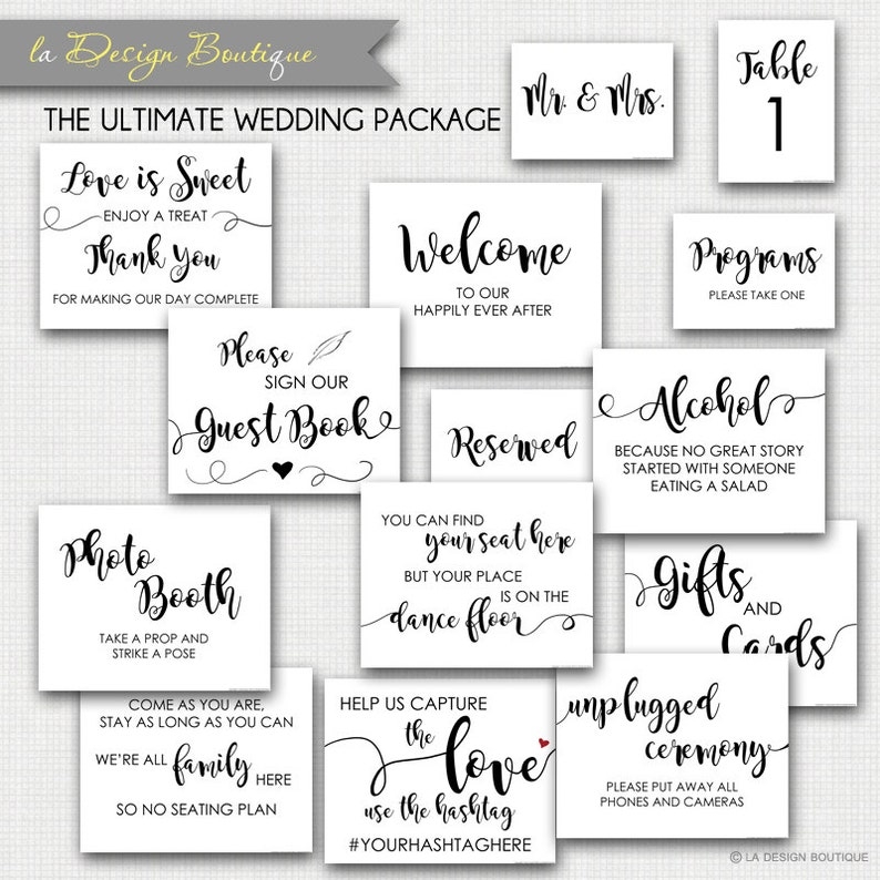 Printable Wedding Set Wedding Signs Set Wedding Signs Etsy