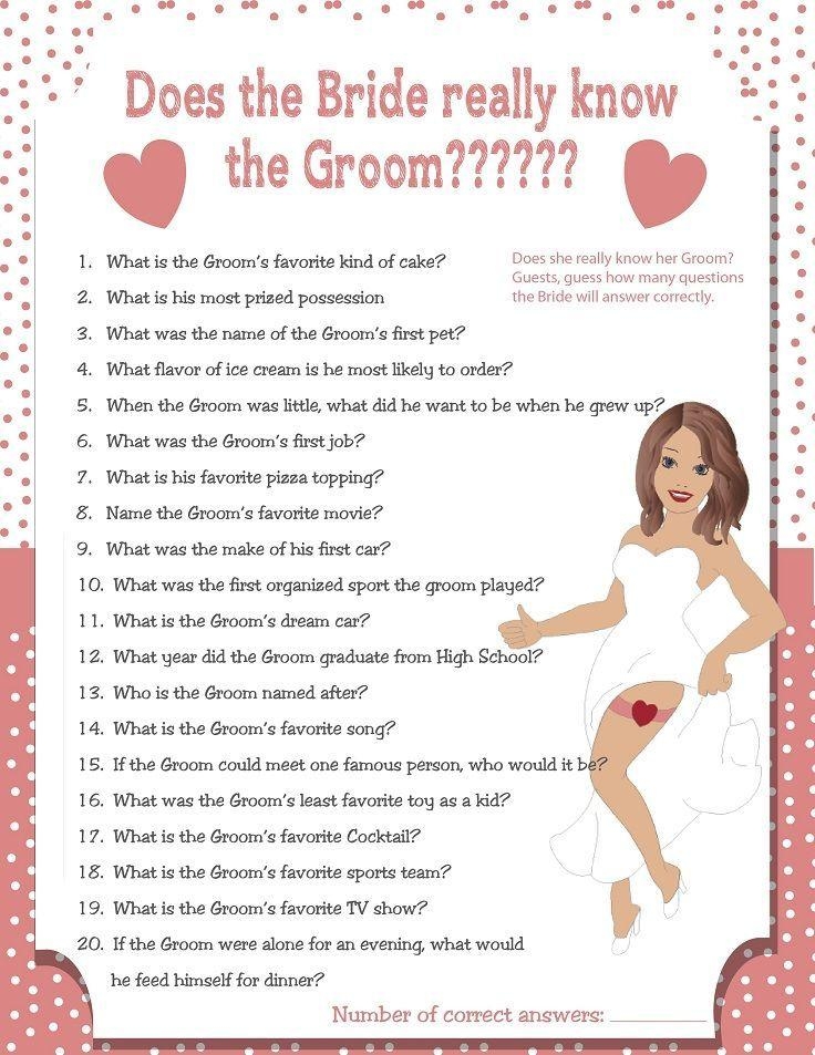 Printable Wedding Shower Game quot How Well Does The Bride Know The Groom 