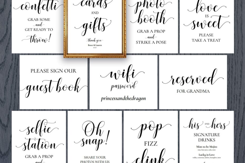Printable Wedding Signs Bundle Hands In The Attic