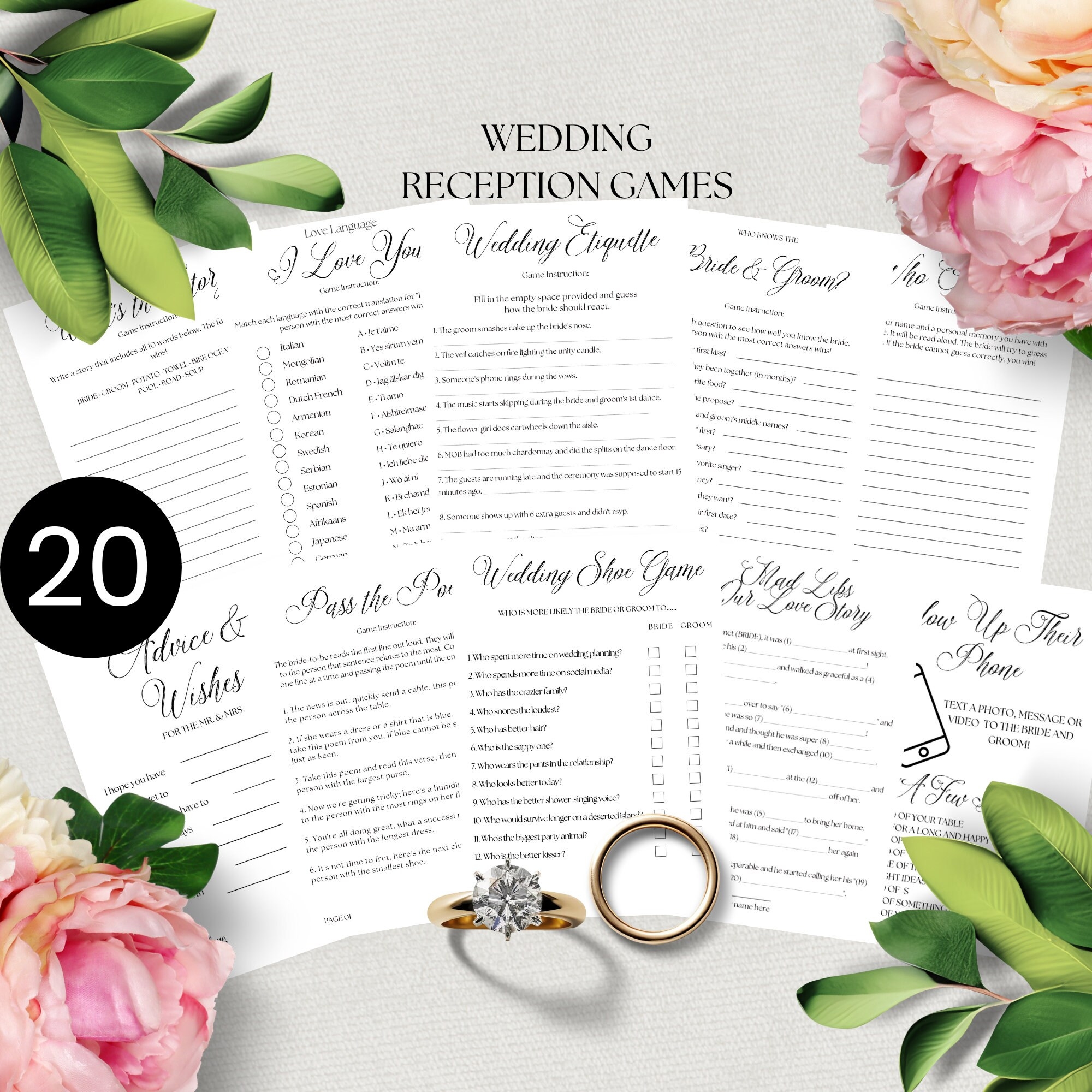 Printable Wedding Table Games For Reception With Answers Ready To 