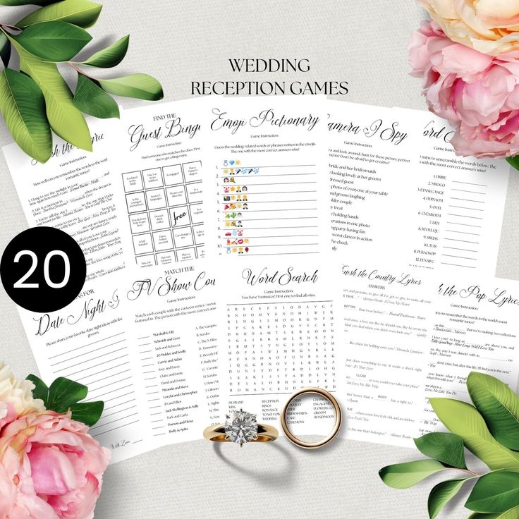 Printable Wedding Table Games For Reception With Answers Ready To 