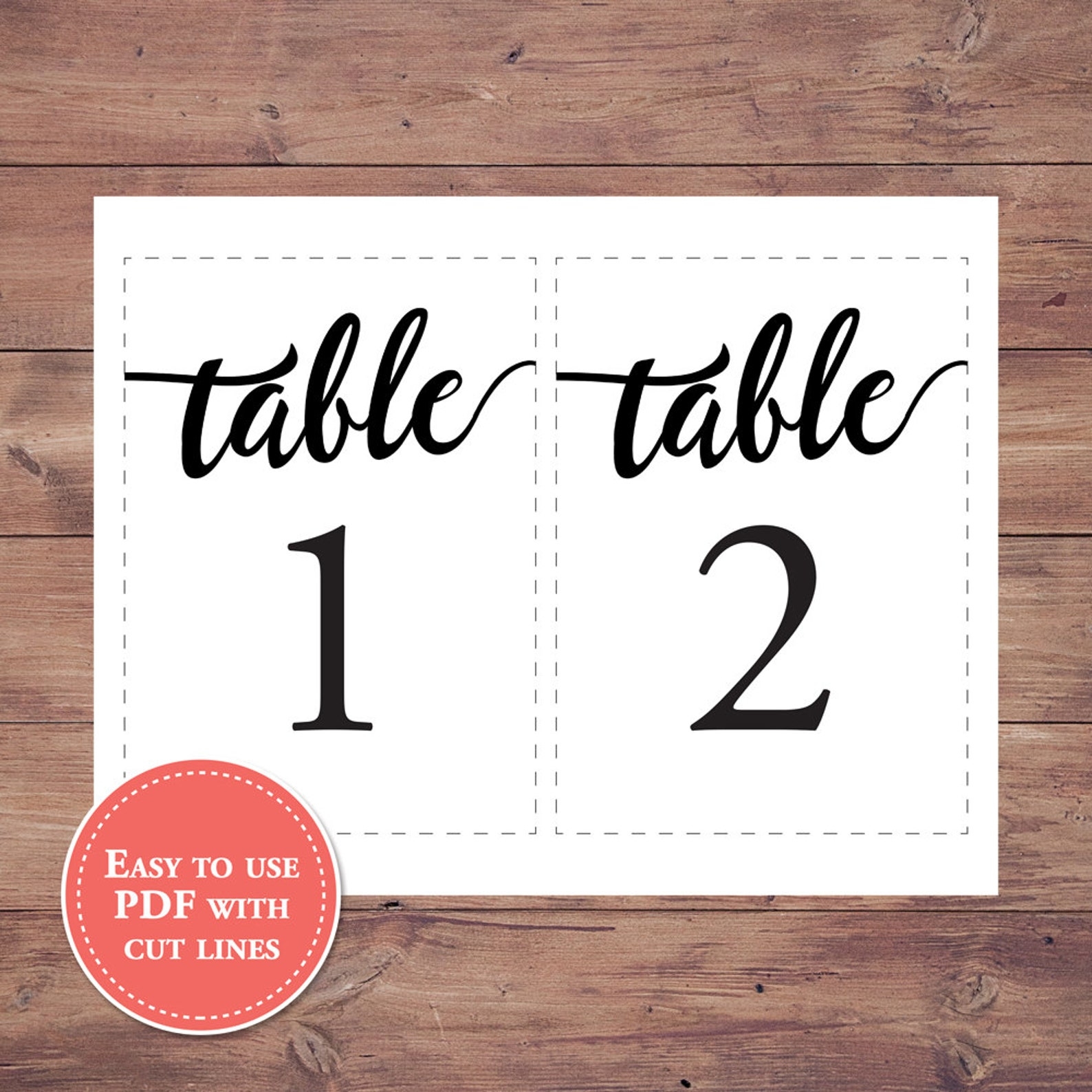 Printable Wedding Table Numbers