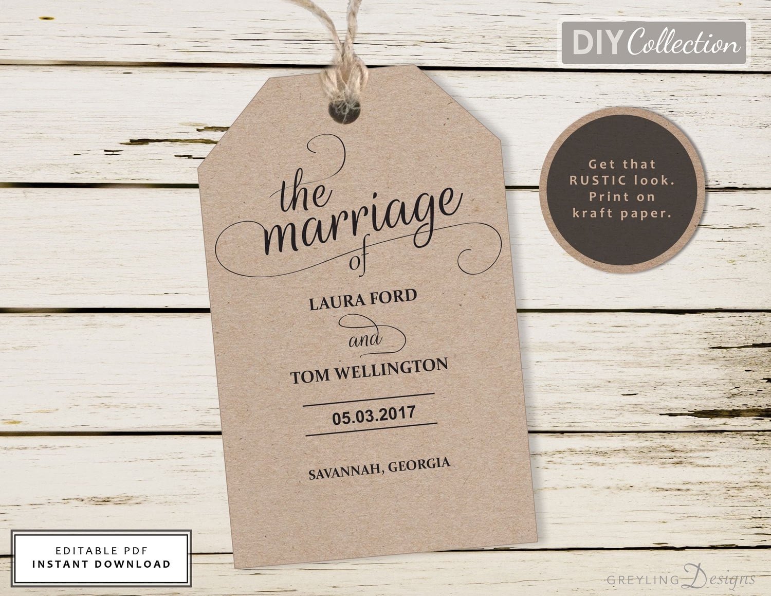 Printable Wedding Tag Rustic Wedding Tag Template Welcome