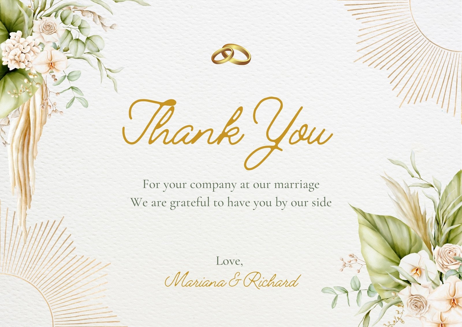 Printable Wedding Thank You Cards