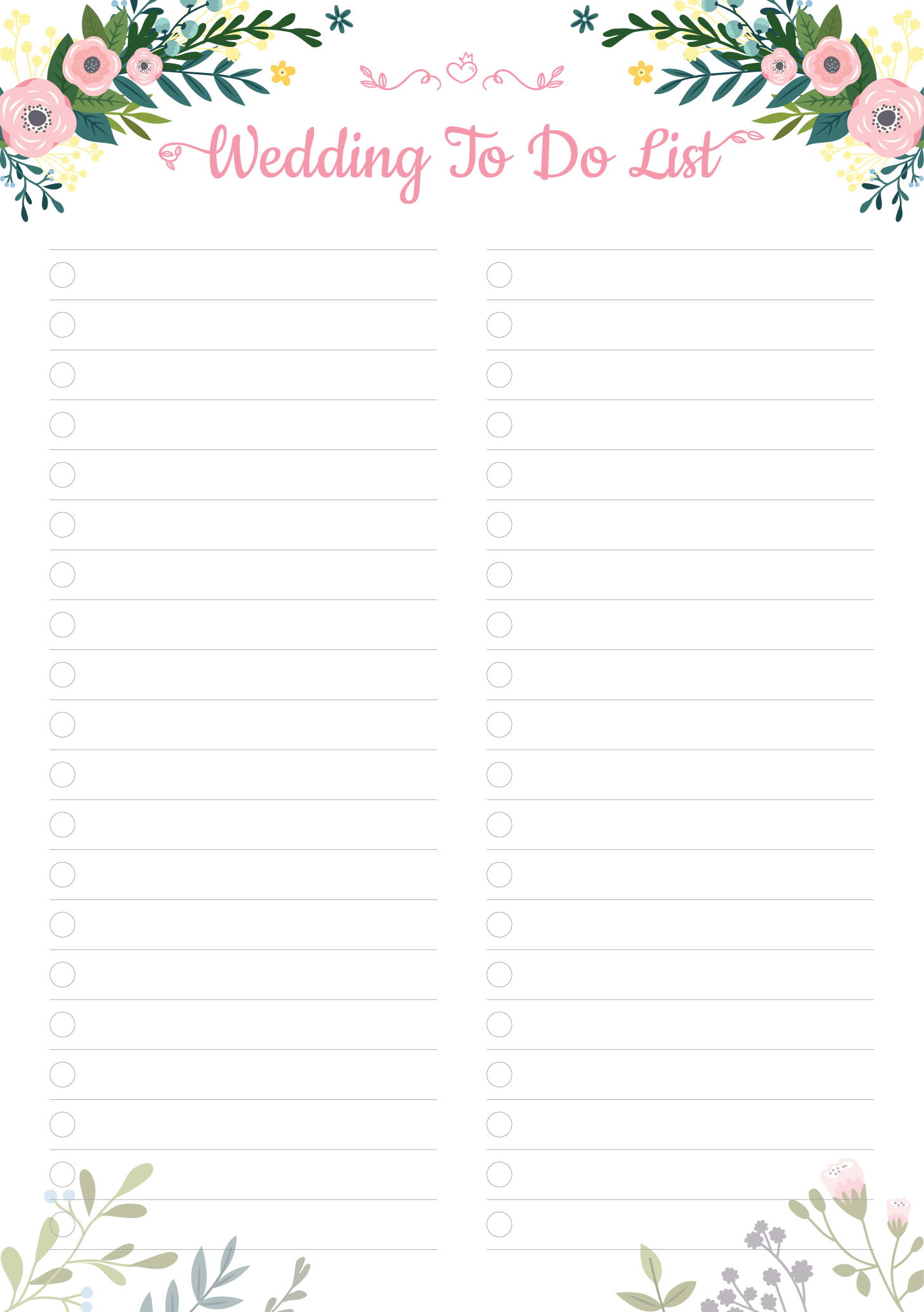 Printable Wedding To Do List PDF Download Wedding To Do List Wedding 