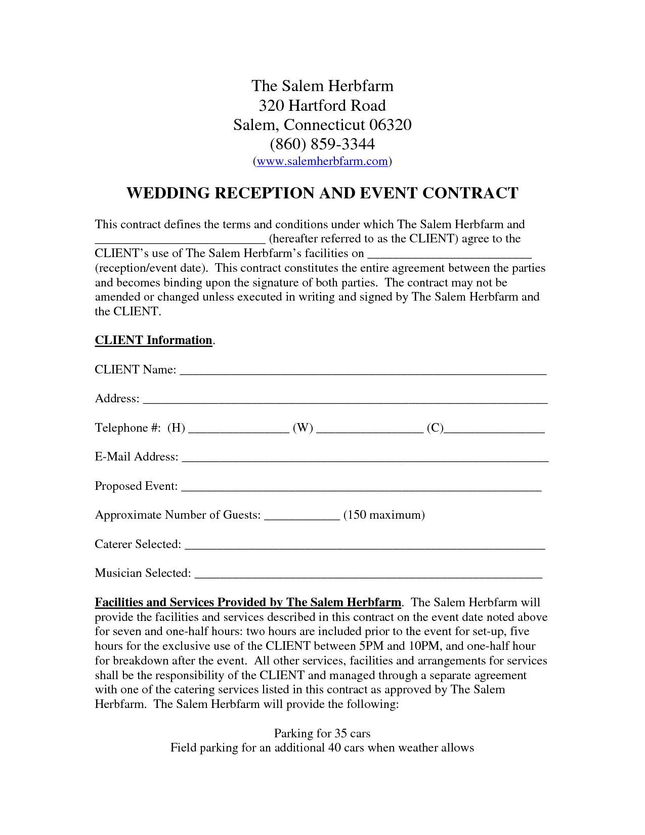 Printable Wedding Venue Contract Template Free Templates Printable