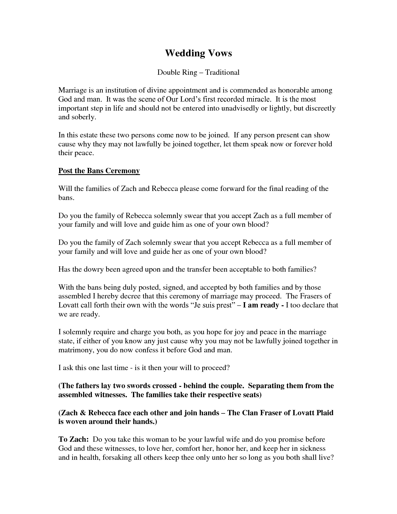Printable Wedding Vows