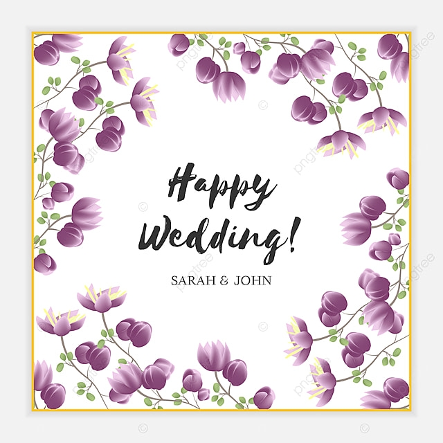 Purple Floral Happy Wedding Gift Card Template Download On Pngtree