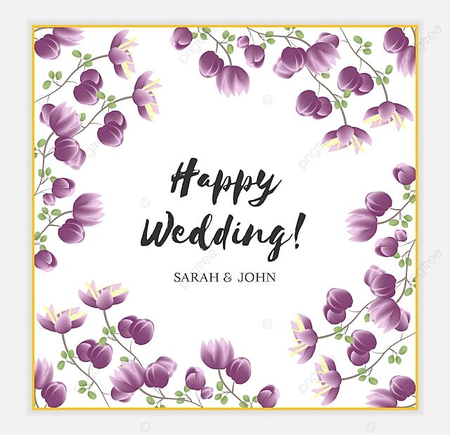 Purple Floral Happy Wedding Gift Card Template Download On Pngtree