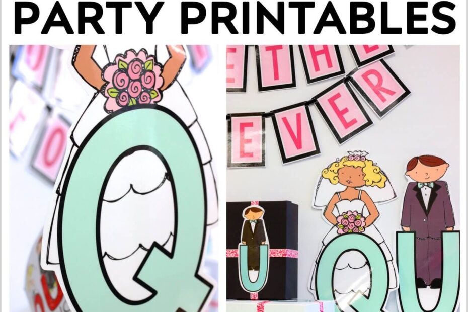 Q And U Wedding Party Printables Pack Kinder Craze