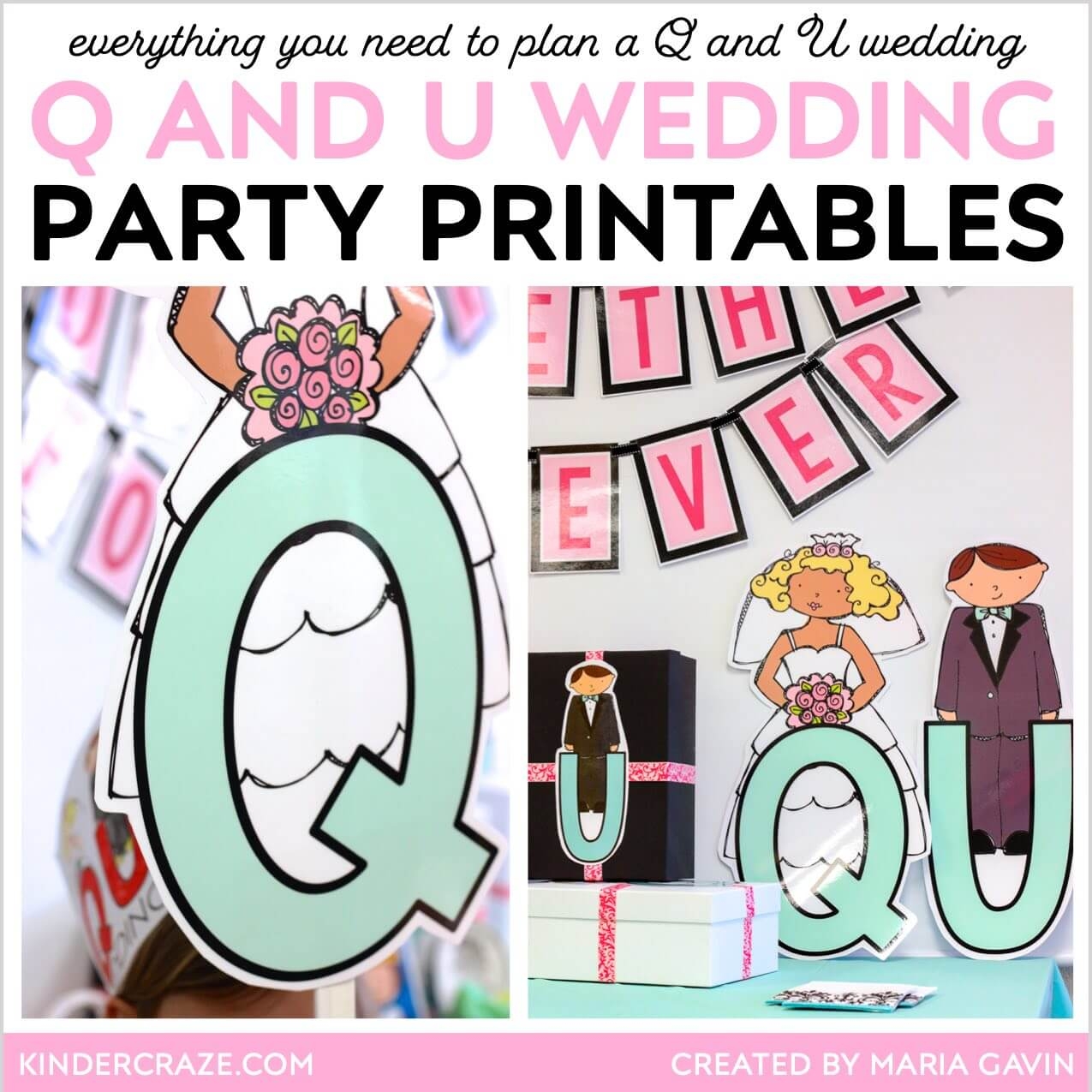 Q And U Wedding Party Printables Pack Kinder Craze
