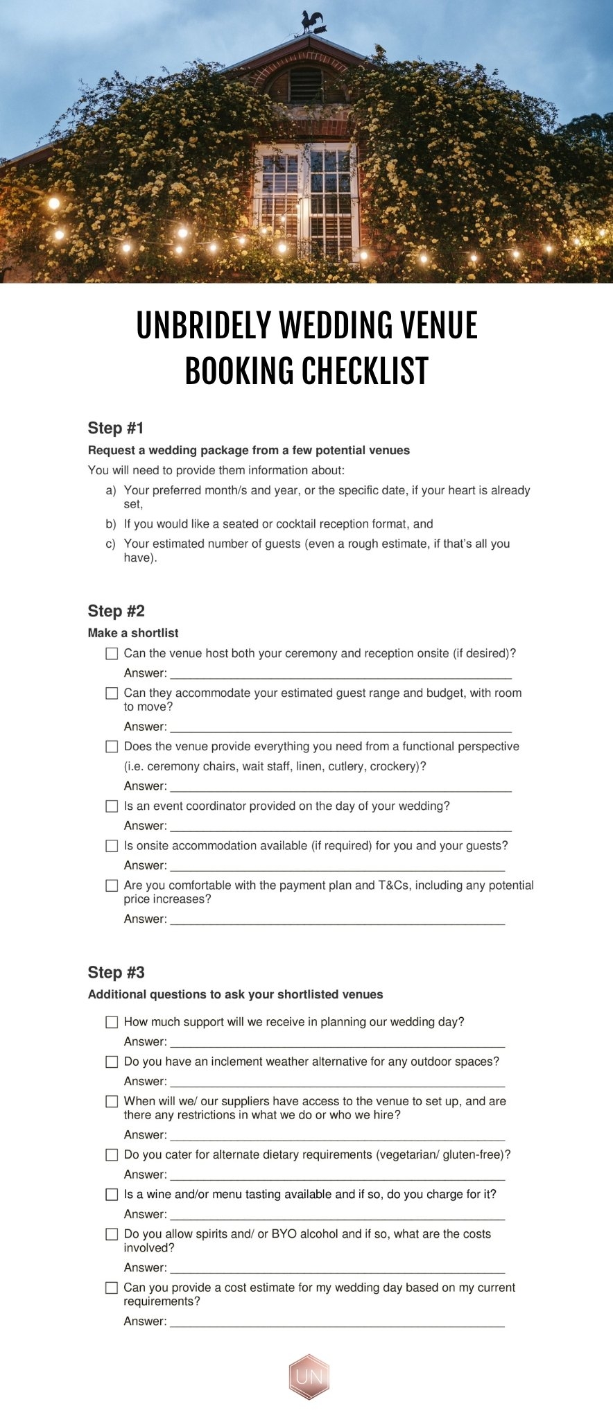 Questions To Ask Your Wedding Venue before You Book Unbridely