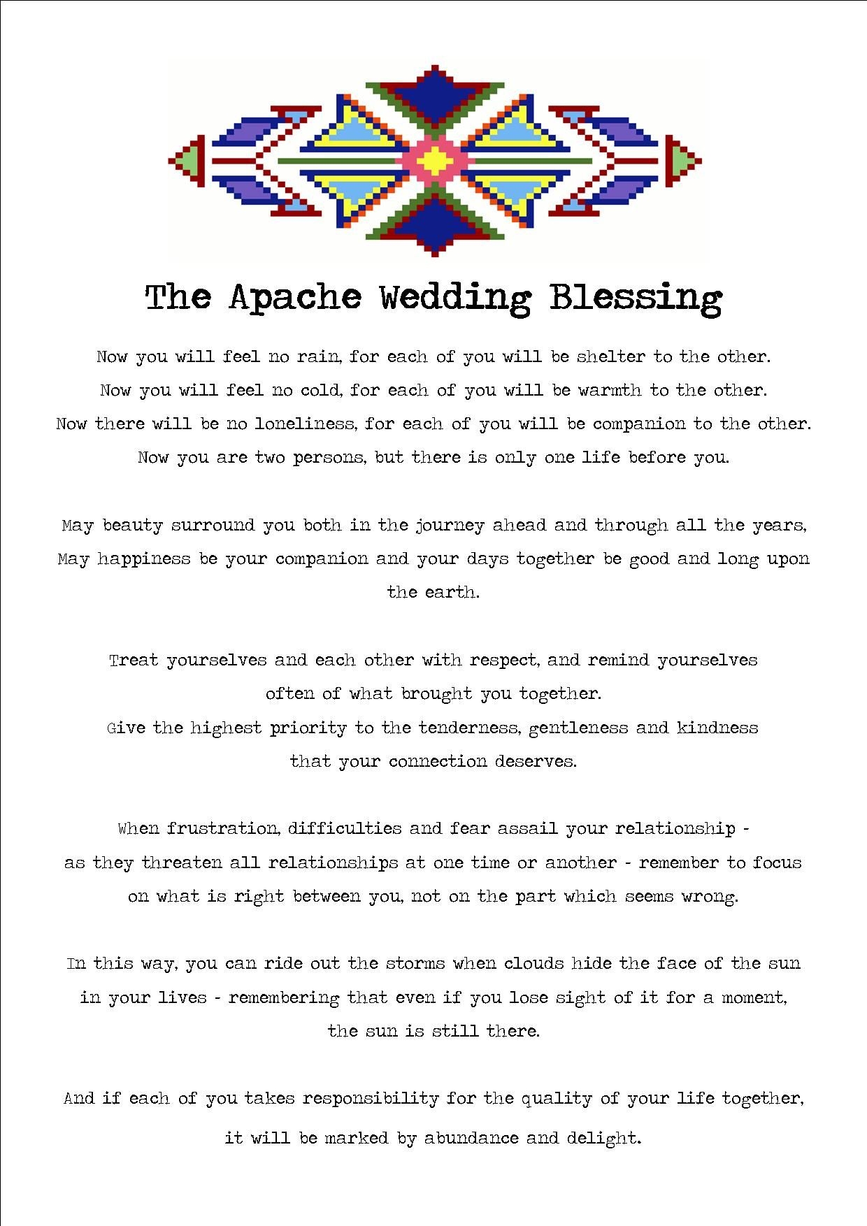 Reading Apache Wedding Blessing Wedding Blessing Native American 