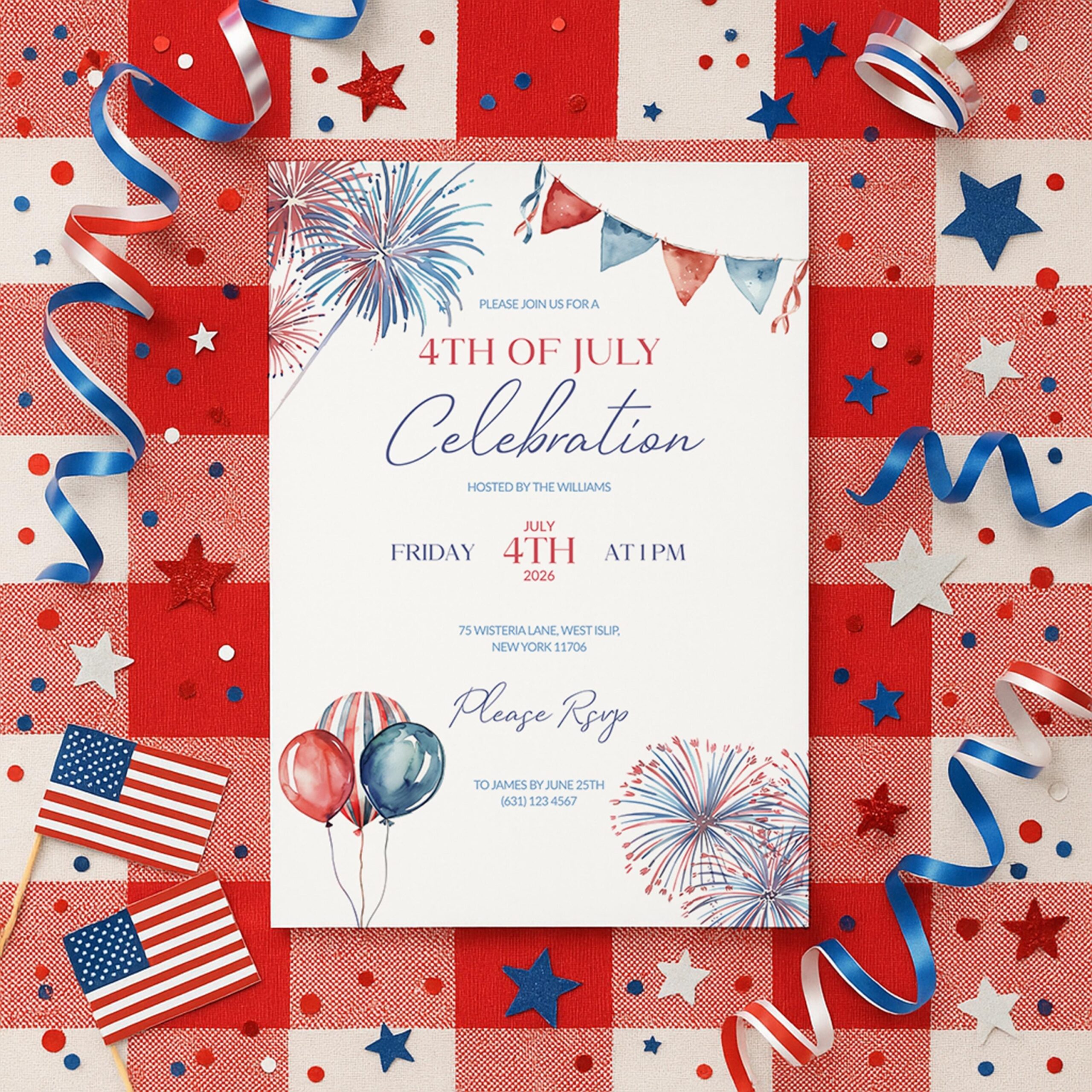 Red White And Blue Invitations Etsy