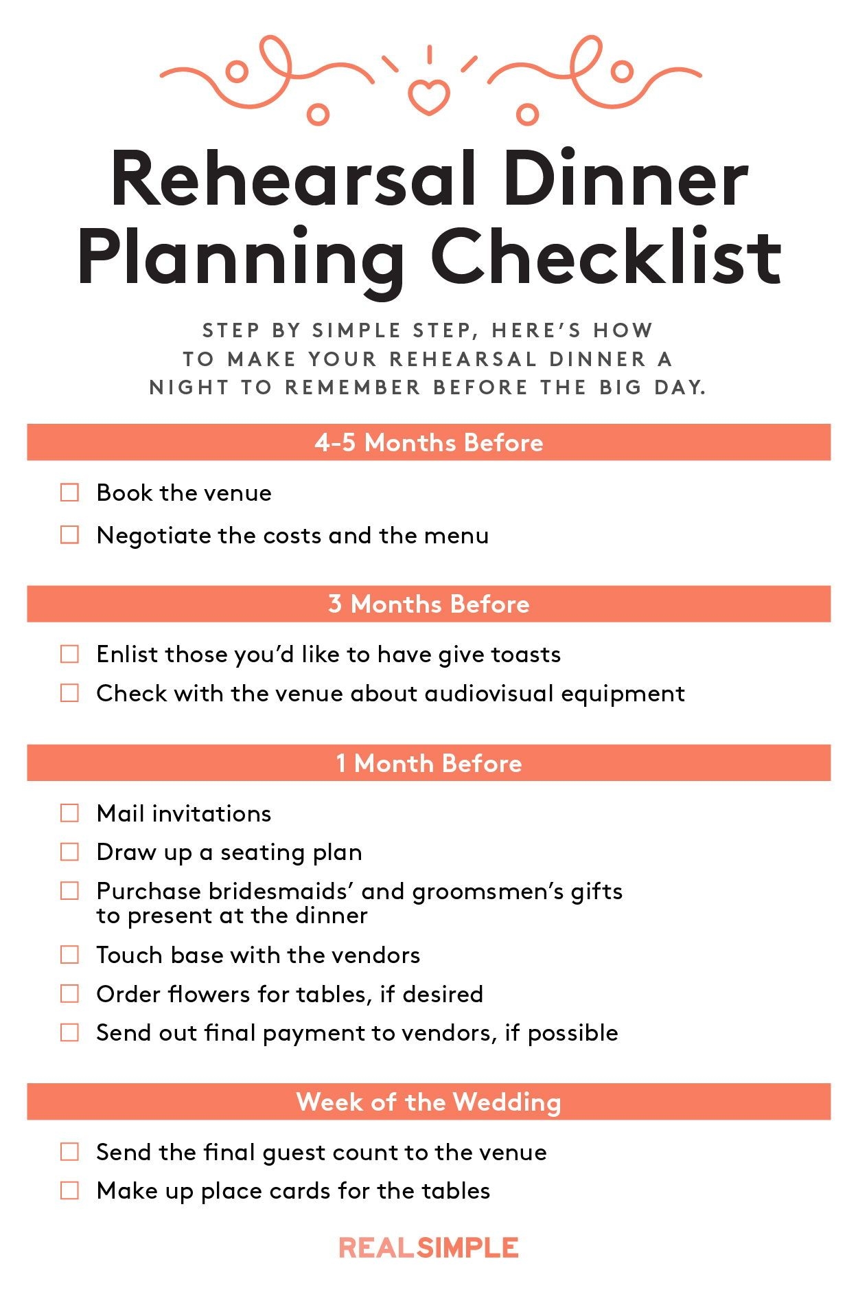 Rehearsal Dinner Checklist Printable