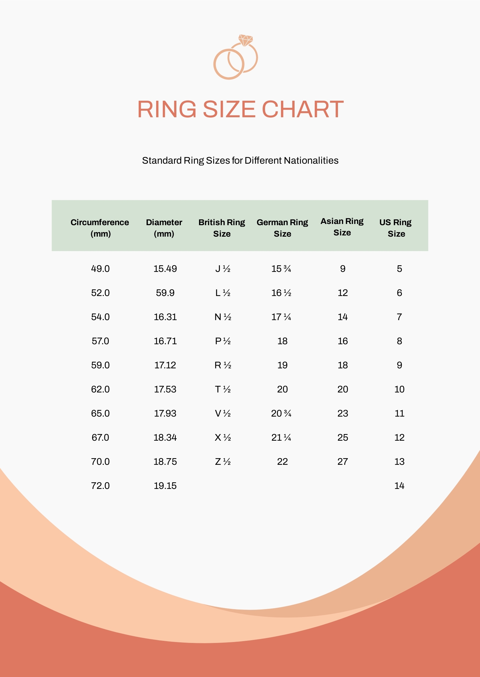 Ring Size Chart Printable Pdf Printable Free Templates