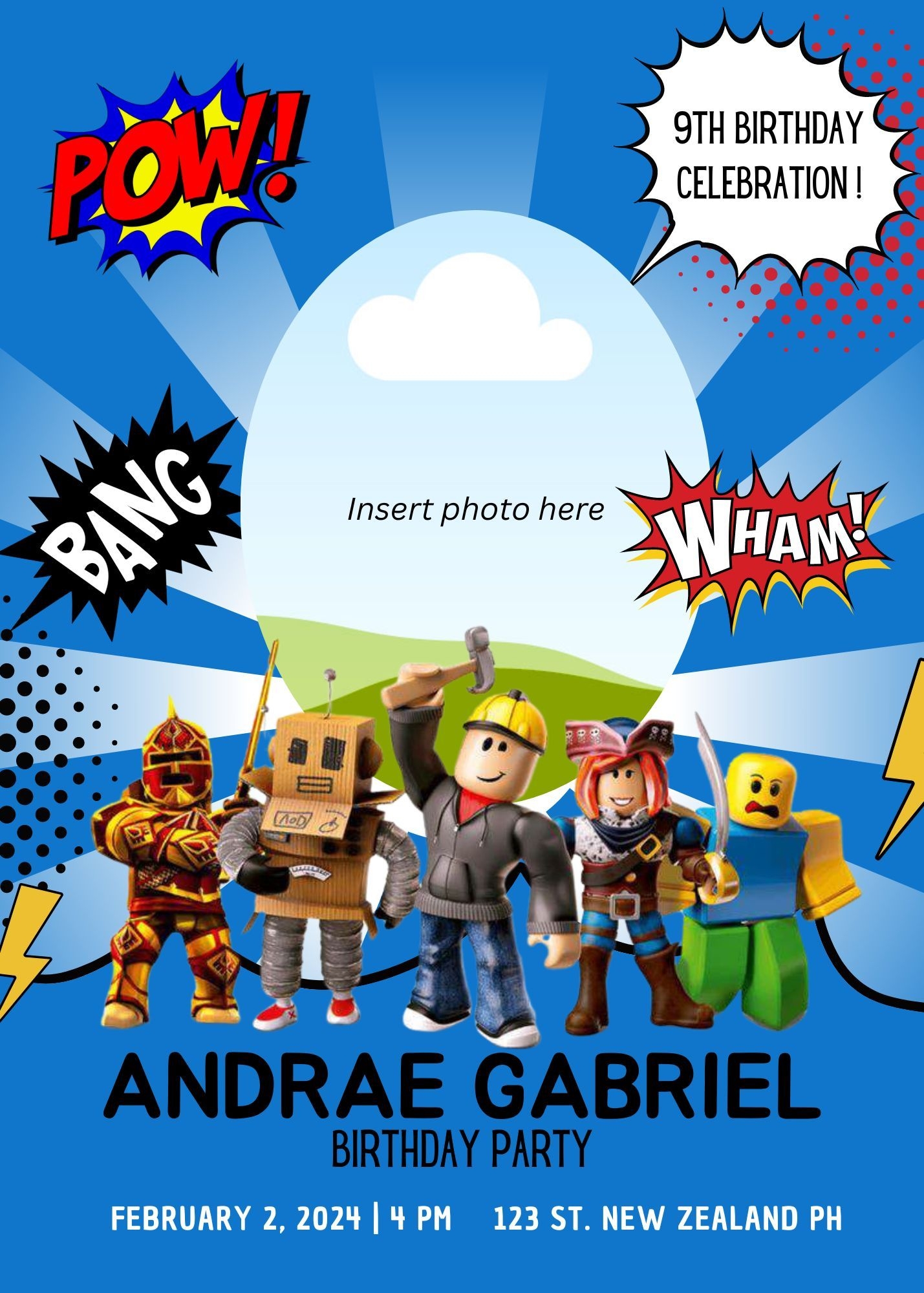 Roblox Birthday Party Invitation Template For Boys Canva Editable By Designsandbeyond Raket PH