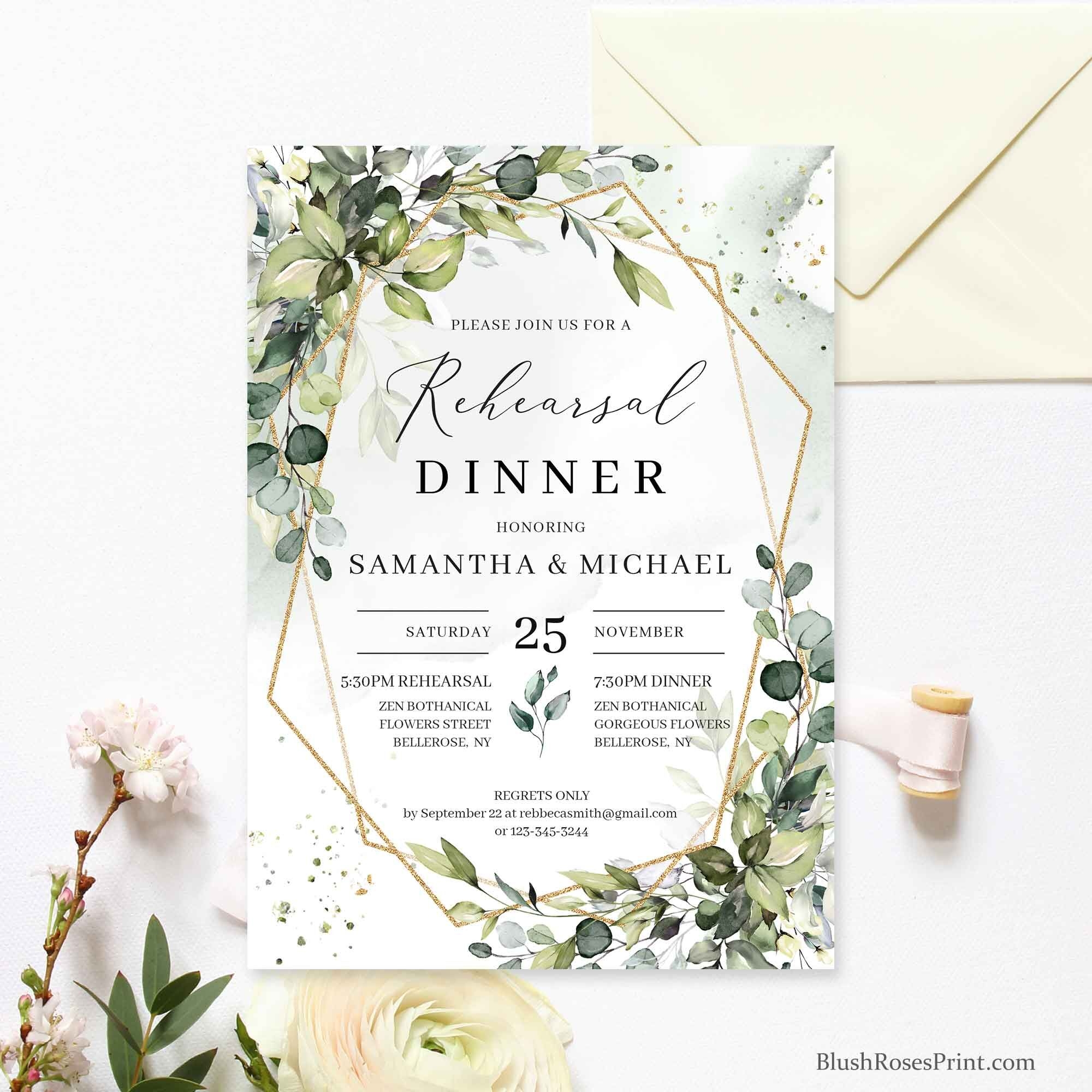 Rustic Greenery Rehearsal Dinner Invitation Template In Boho Style DIY By VioletPrints TheHungryJPEG