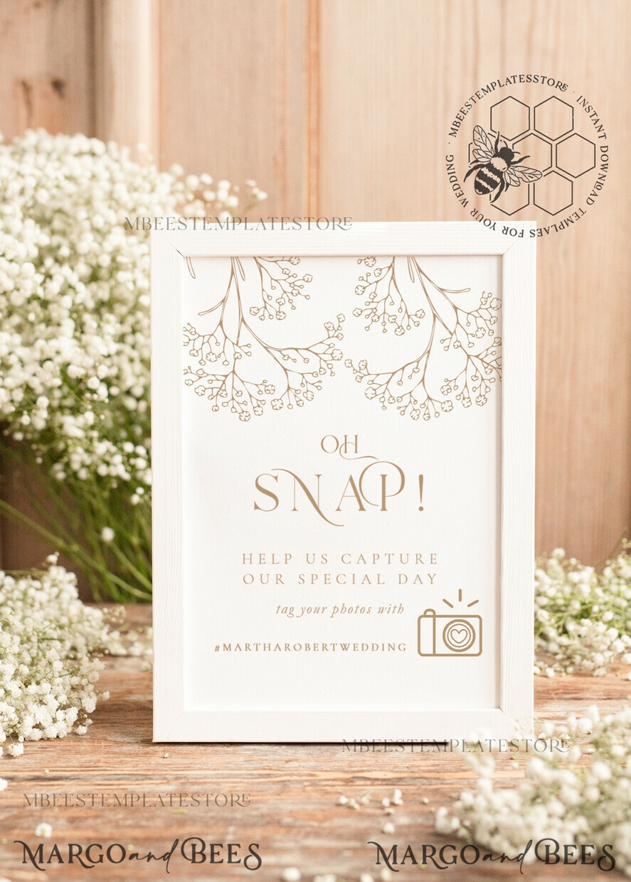 Rustic Oh Snap Wedding Hashtag Sign Template Instant Download Boho Wedding Instagram Sign Hashtag