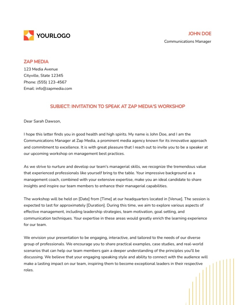 Seminar Invitation Letter Template Visme