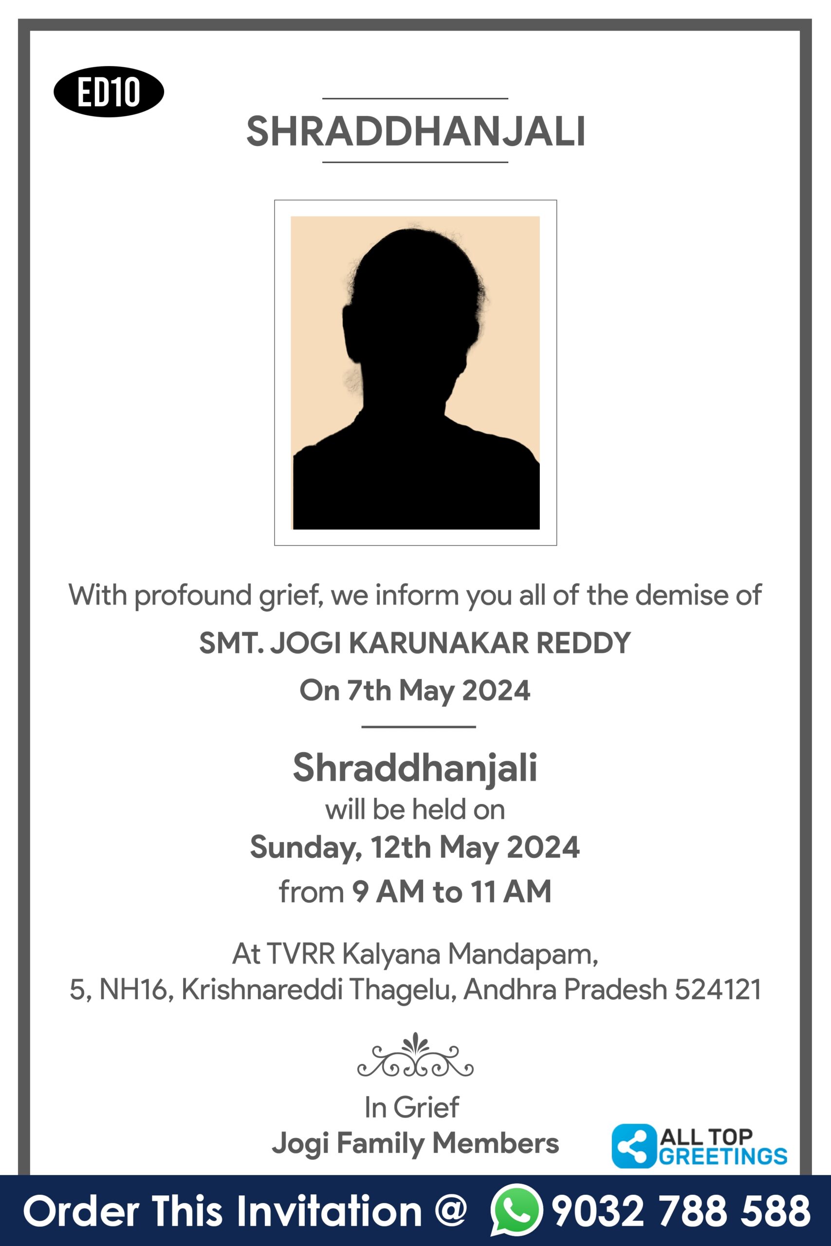 Shradhanjali Card Maker Online With Custom Photo ED10