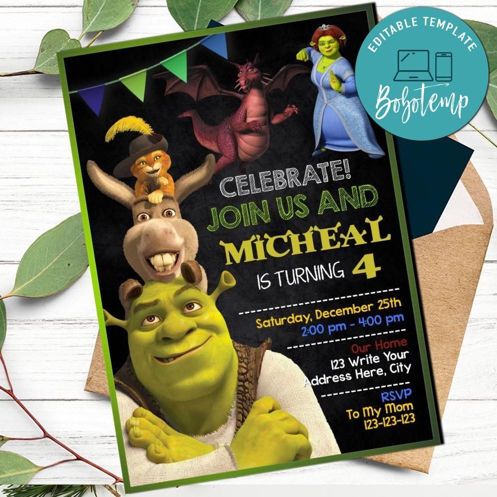 Shrek Invitation Customizable Template Instant Download