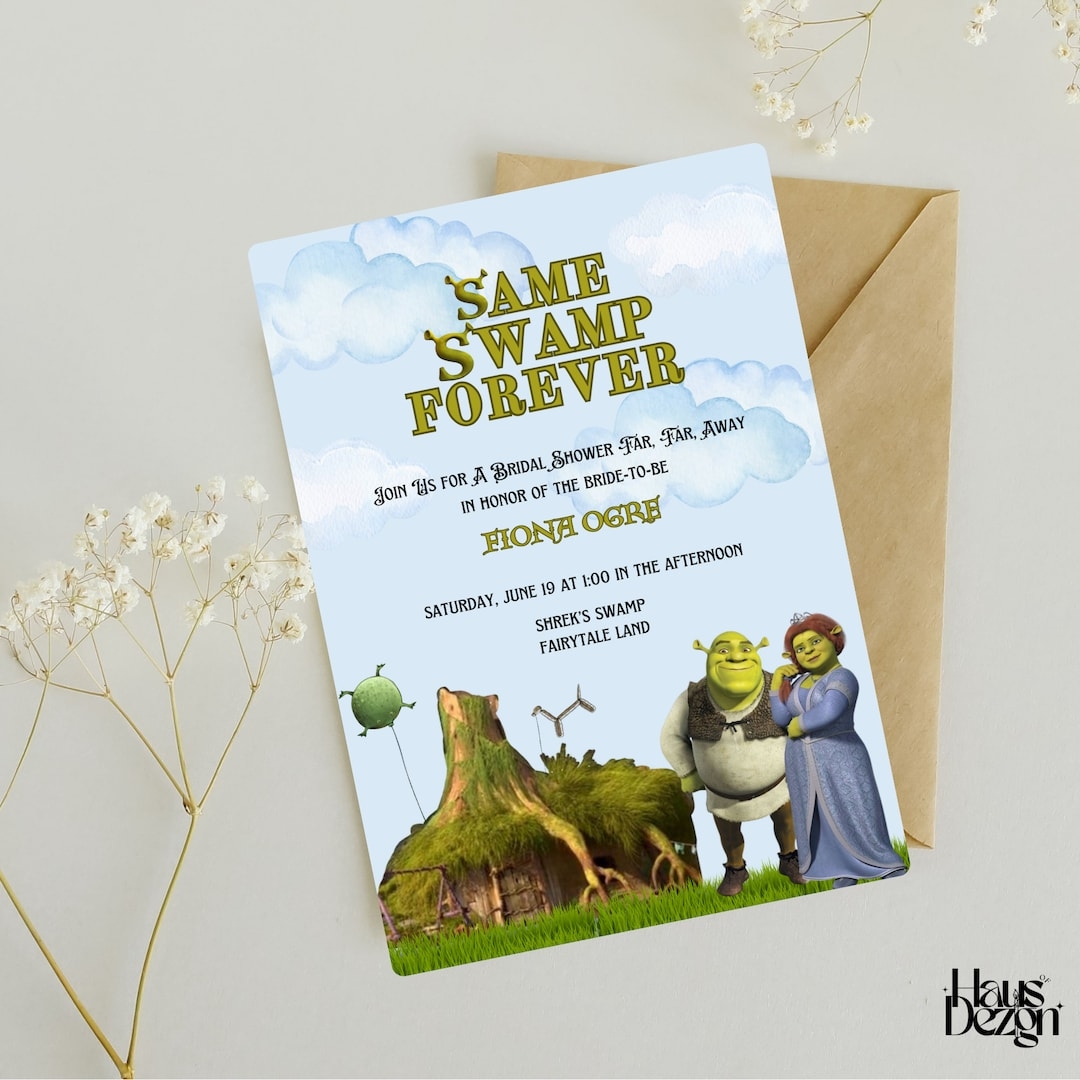 Shrek Theme Same Swamp Forever Bridal Shower Invitation Digital Download Editable Bachelorette Etsy