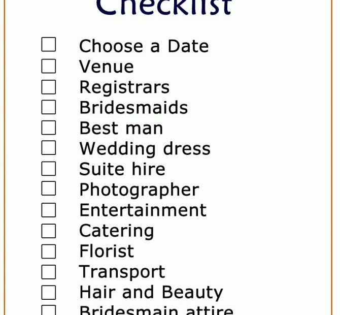 Simple Printable Wedding Checklist