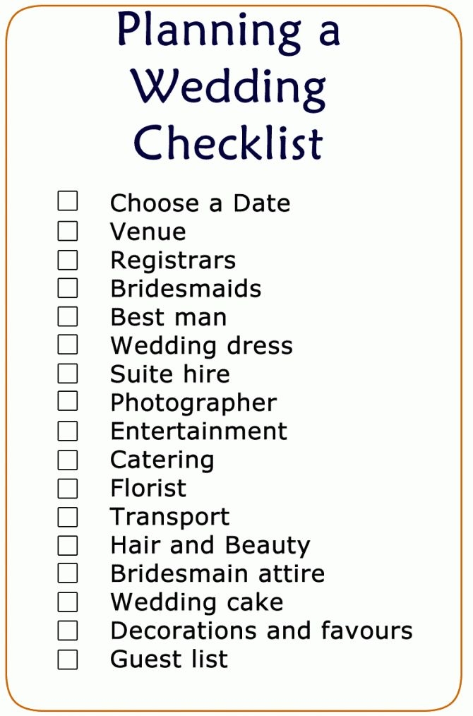 Simple Printable Wedding Checklist
