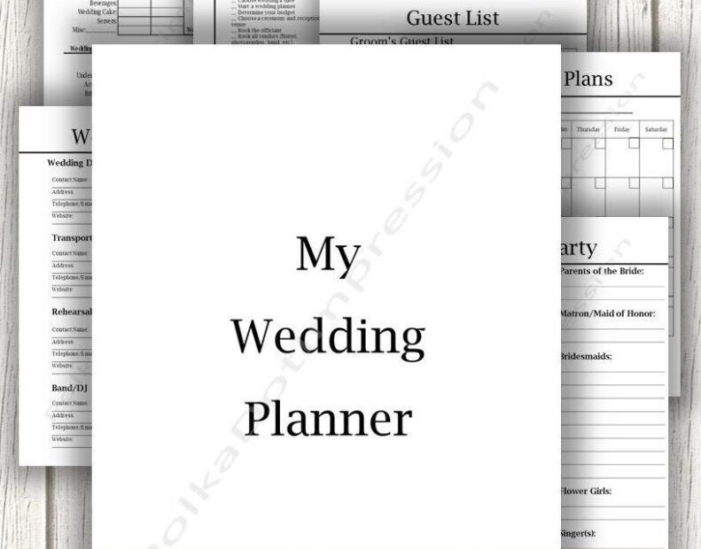 Simple Wedding Planner Printable Fillable Form 2024