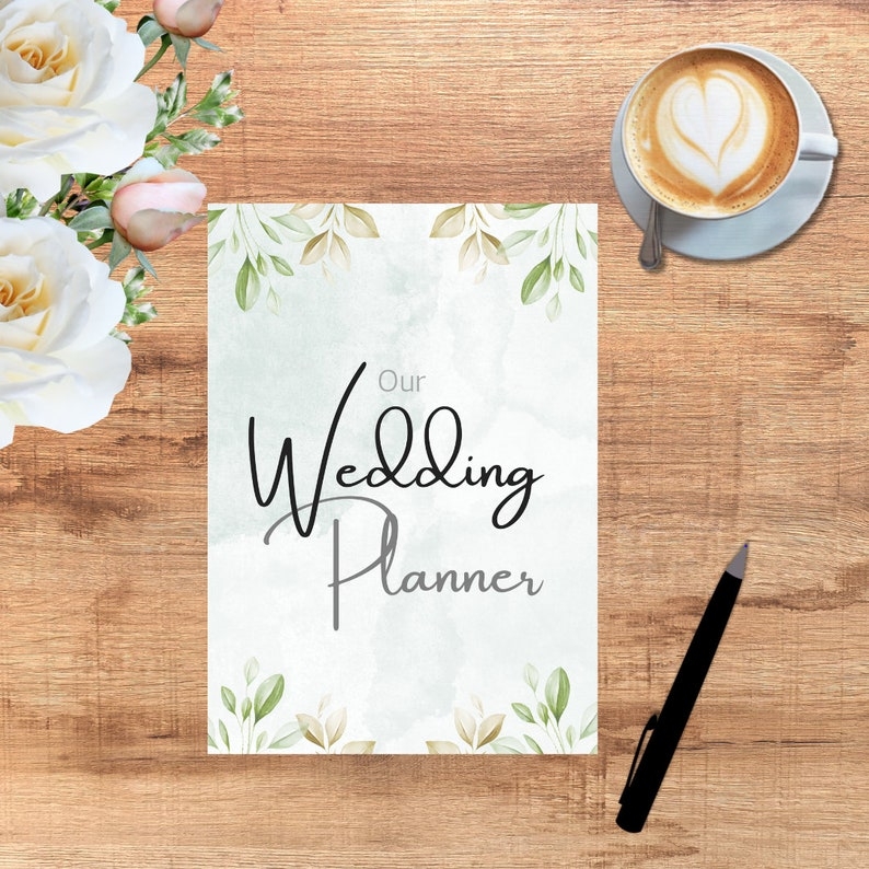 Simple Wedding Planner Printable Greenery eucalyptus gold Print At 