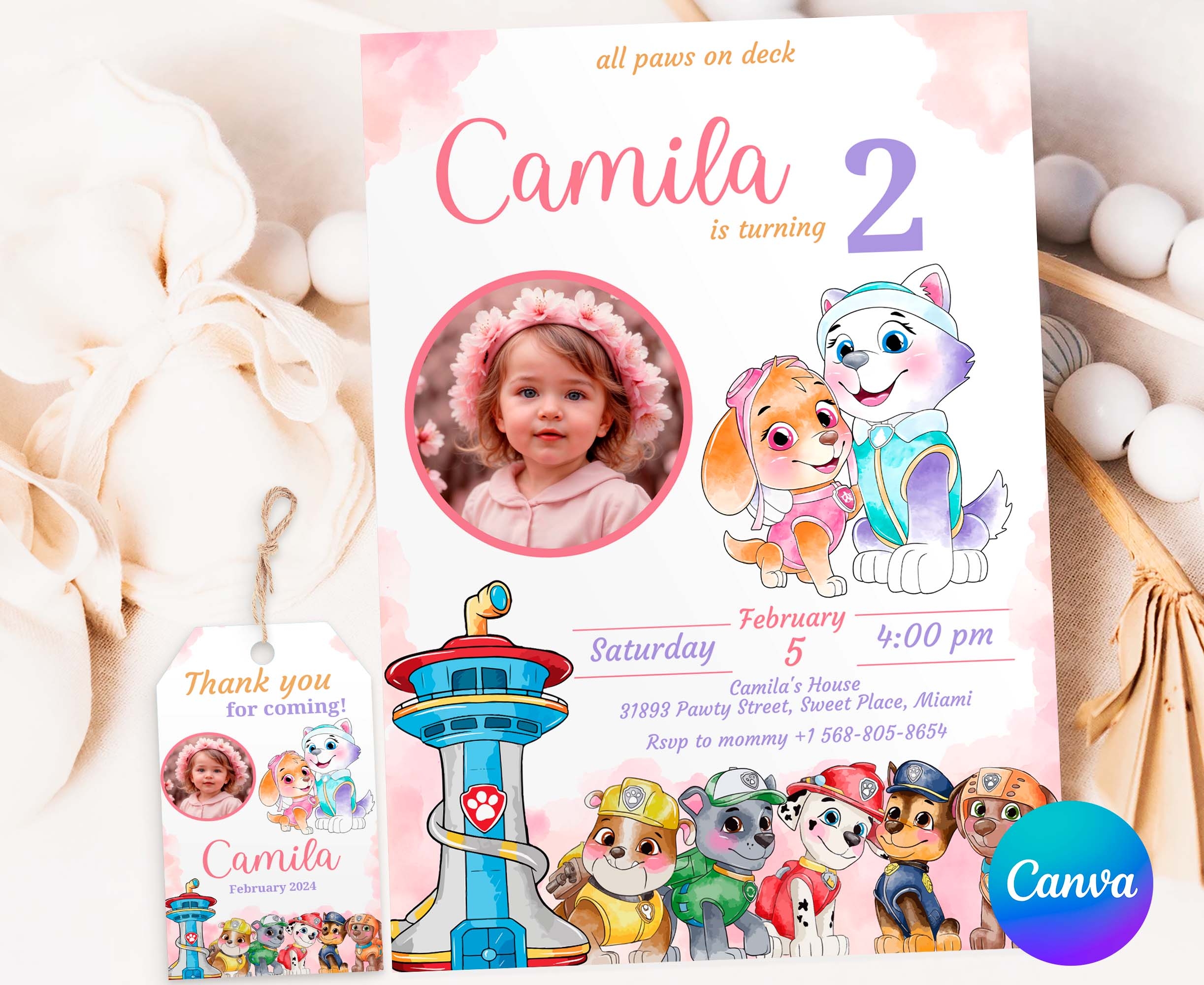 Skye Everest Photo Paw Patrol Editable Invitation Template Sweet Moments Template