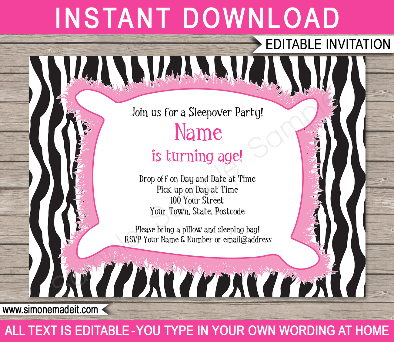 Sleepover Party Invitations Template