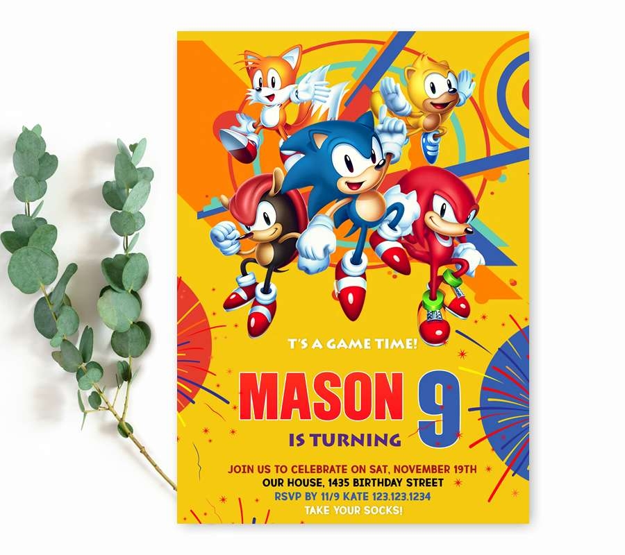 Sonic Birthday Invitation Edit Yourself Online FREE Demo