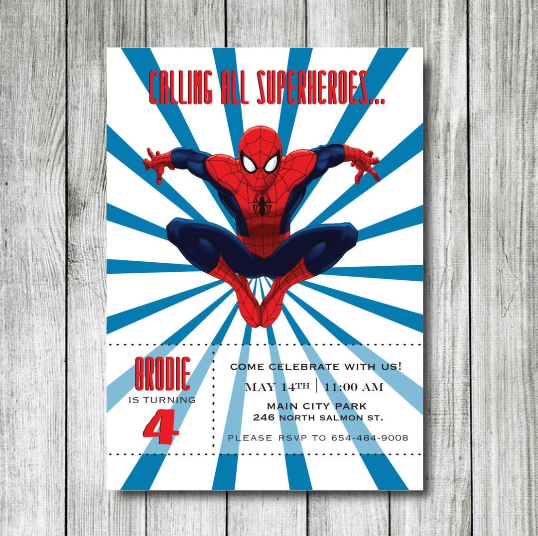 Spiderman Birthday Invitation Superheroes Birthday Invitation Printable Spiderman Invitation Etsy