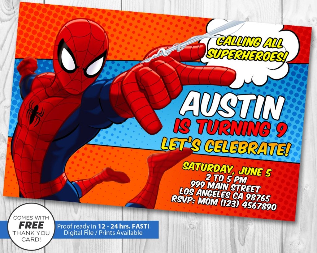 Spiderman Invitation My Party Templates