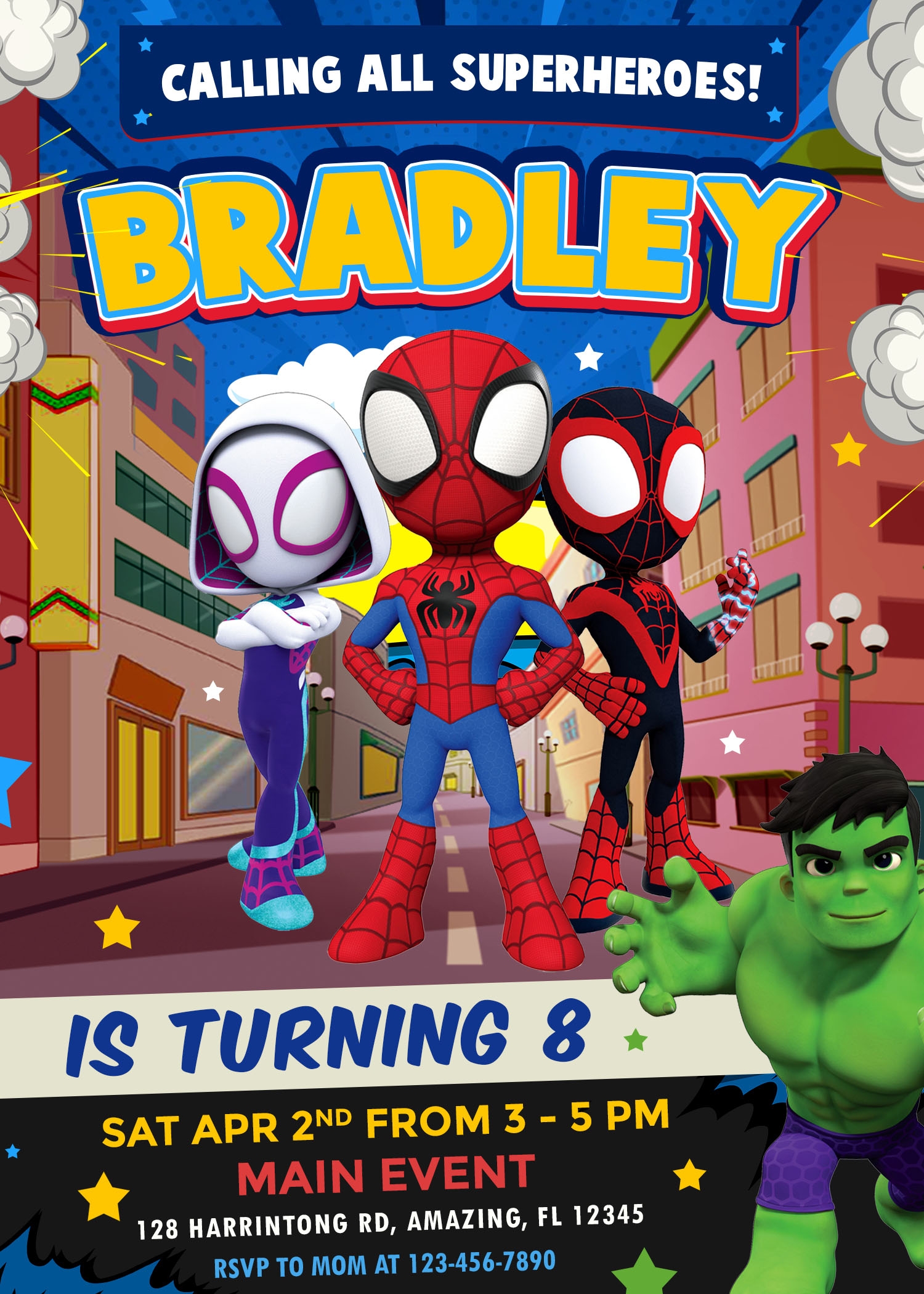 Spidey And His Amazing Friends Birthday Invitation Invite