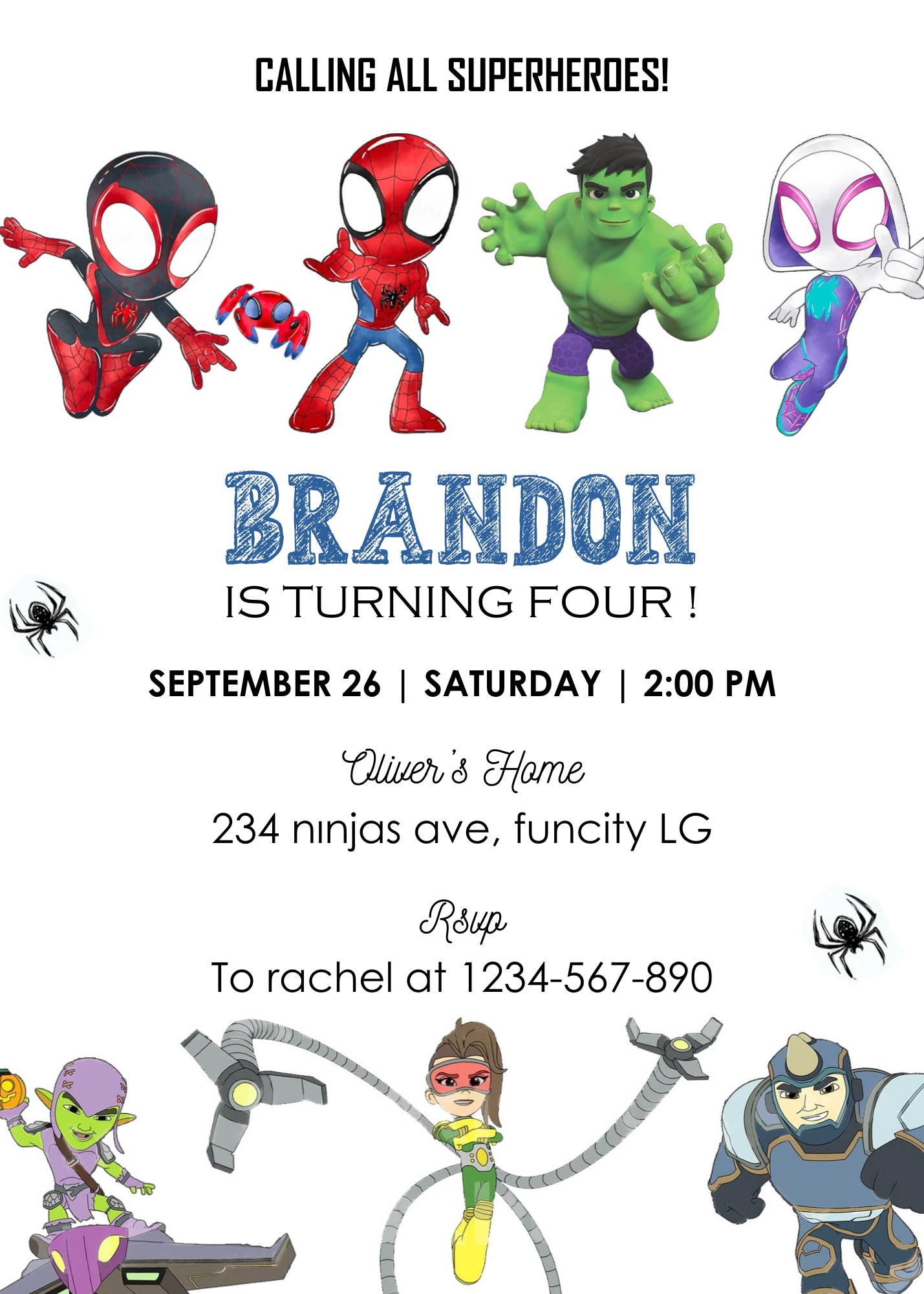 Spidey And His Amazing Friends Birthday Invitation Template Canva 