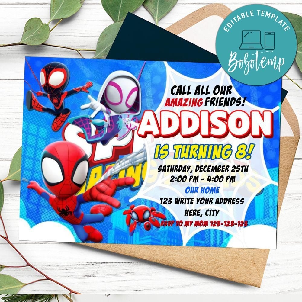 Spidey And His Amazing Friends Invitation Template DIY