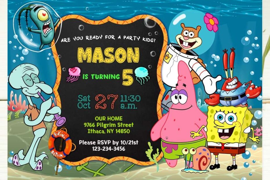 SpongeBob Birthday Invitation Edit Online Instant Download