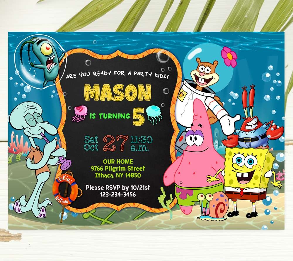 SpongeBob Birthday Invitation Edit Online Instant Download