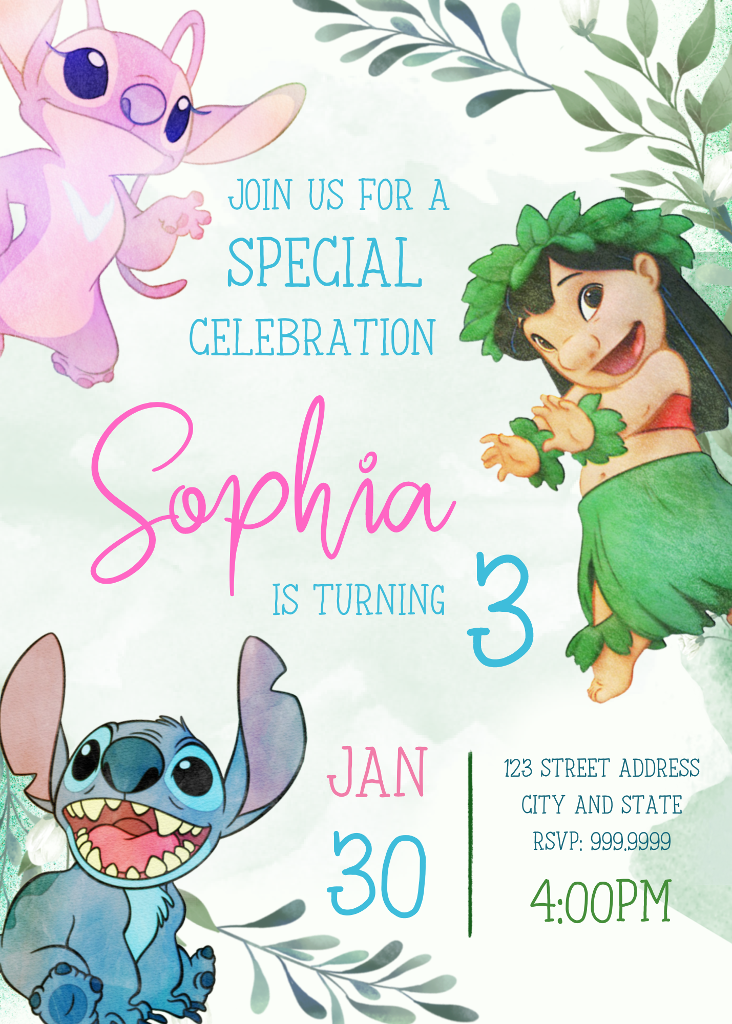 Stitch Birthday Invitation Template Canva 2 Payhip
