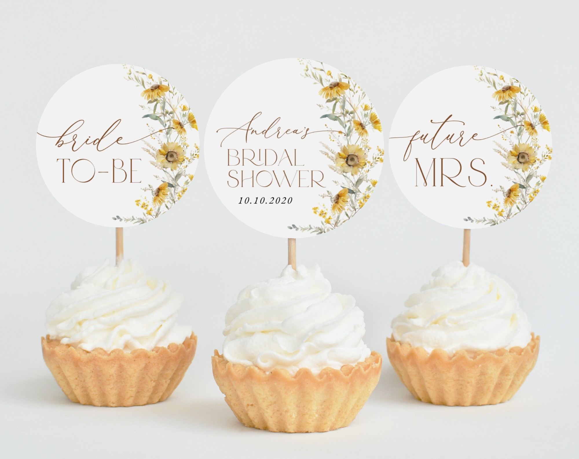 Sunflowers Cupcake Toppers Bridal Shower Decoration