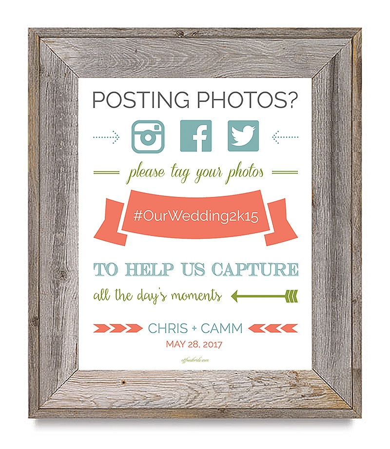 Super Cute Free Printable Wedding Hashtag Sign
