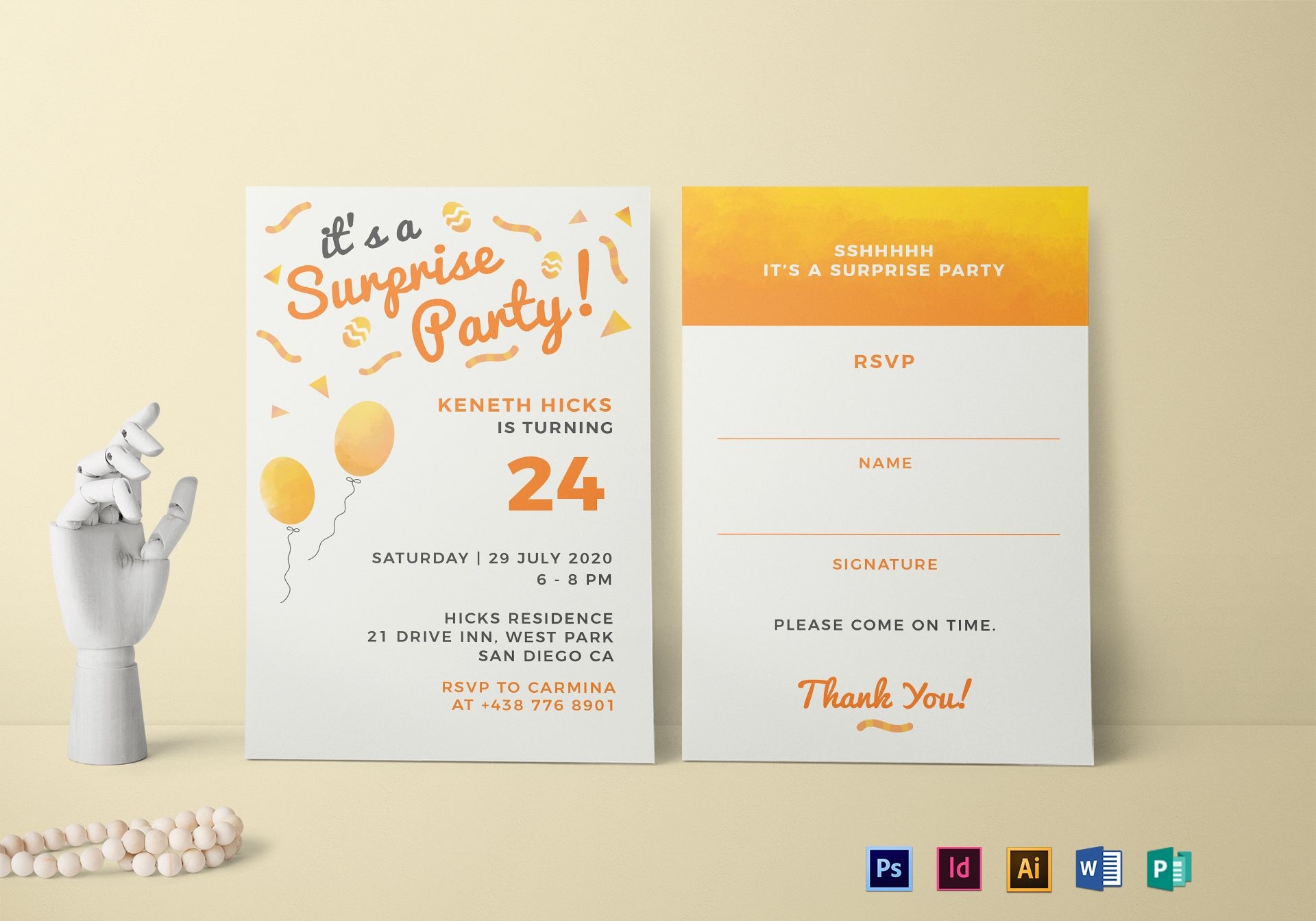Surprise Birthday Party Invitation Design Template In PSD Word Publisher Illustrator InDesign