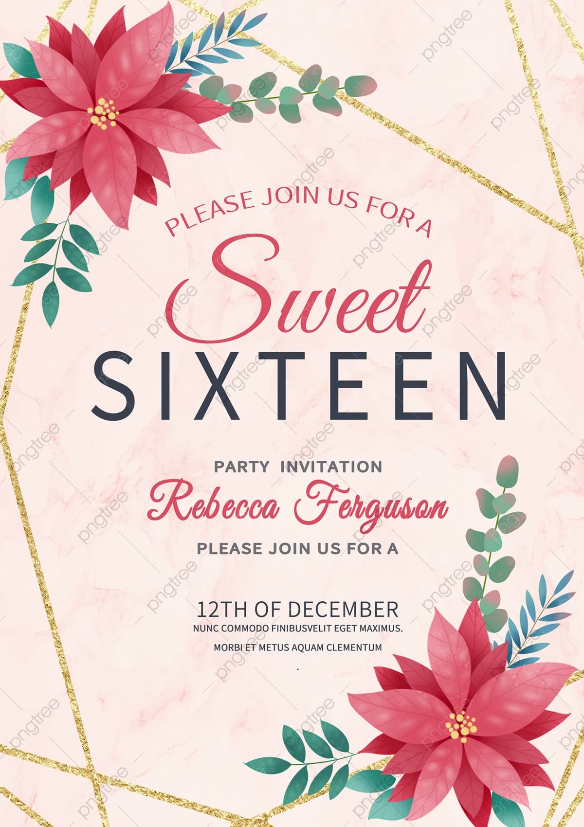 Sweet 16th Birthday Invitation Template Template Download On Pngtree