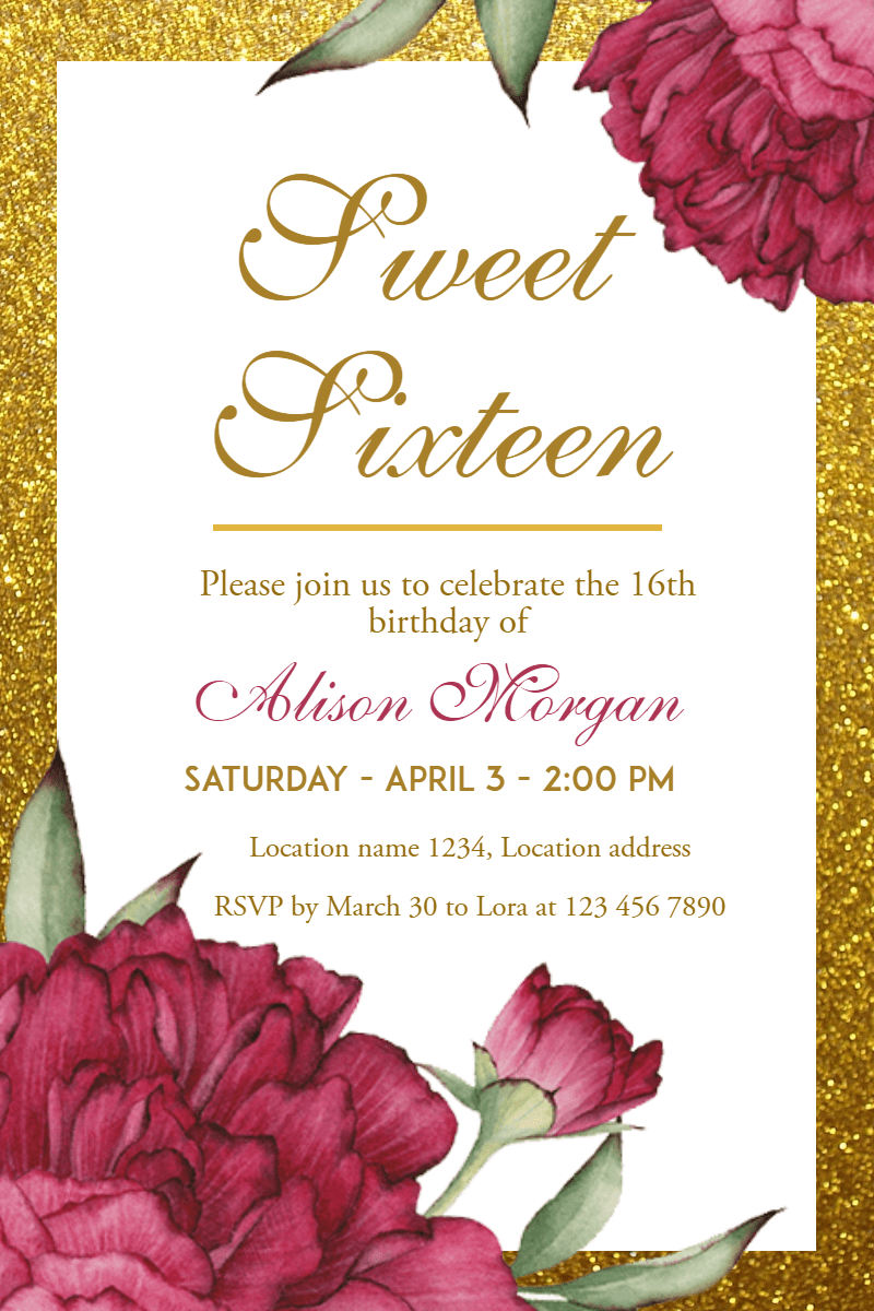 Sweet Sixteen invitation Design Template 111420